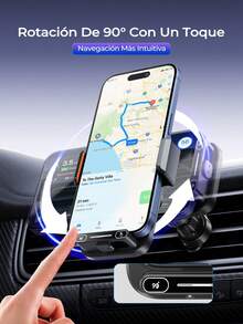 REMAX Cargador de coche totalmente automático con un solo toque, carga inalámbrica de 15W y carga magnética de 66W y por cable, apertura y sujeción automáticas, rotación de 90° con un solo toque, batería recargable incorporada de 200mAh, cargador para iPhone, cargador Tipo C, accesorios para coche, artículos esenciales para coche - Titular - Ver 5