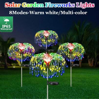 60/200/420LEDs- Solar Fireworks LED Ambient Light, 8 Modes, Suitable For Shopping Malls, Entrance Courtyard, Balcony Lighting Decoration, Valentine'S Day, Easter Ambient Decorative Lights