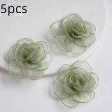5/10个仿真欧根纱卷曲花头，焦边山茶玫瑰假花，家居婚礼装饰假花DIY工艺品，适用于家居装饰、秋冬婚礼装饰、服装花环剪贴簿配件 - 彩色 - 查看 21