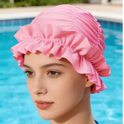 1pc Women's Swim Cap, Elastic & Reusable, Lightweight Hair Protection Cap Suitable For Curly/Braided/Natural Hair, Multi-Color Options, Essential For Sleep Hair Care, Soft & Comfortable, Fits All Hair Types, Quality Bathroom Accessory, Travel Beauty Essential, Sleep Cap