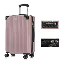 YONSLY Suitcase 20/24/28 Inch With TSA Lock, YKK Double Repair Zipper, 4 Wheels, 360° Rotation, Mesh Compartment, Lightweight Trolley Suitcase, Hard Shell Suitcase, Carry-On Luggage, Family Suitcase, Holiday Suitcase - 玫瑰金 - 查看 1