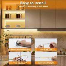 1/3/6颗COB LED灯条,暖光,亮度可调,柔性USB灯条,适用于橱柜、电视背光、卧室、厨房、家居DIY照明 - USB - 查看 8