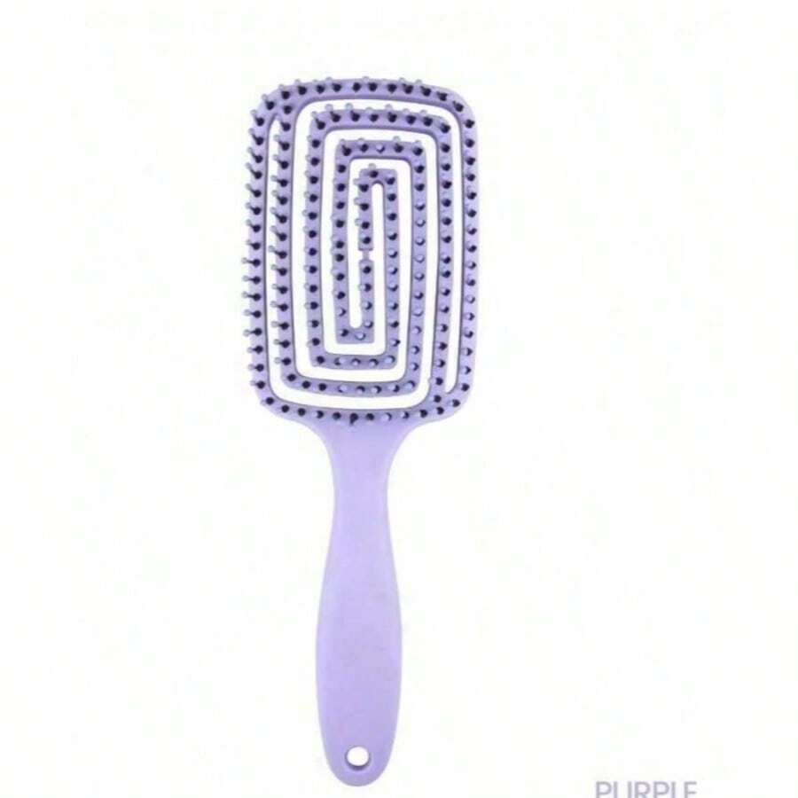 Breathable And Smooth Hair Brush, Suitable For Wet/Dry/Curly/Thick/Long/Damaged Hair. Available In Black, Pink, And Purple. - Màu tím - Xem 1