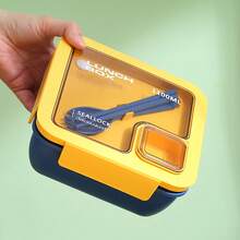 1100ml Adult Bento Lunch Box, Square Meal Prep Container With Utensils And Sauce Compartment, Microwave And Easy To Clean, Suitable For Office, School, Outdoor Hiking - Multicolor - View 8
