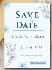 5.91 X 3.94 Inch Minimalist Romantic Style Customized Wedding Invitation Card Set, Romantic Wedding Invitation With Floral Custom Design - Multicolor - View 5