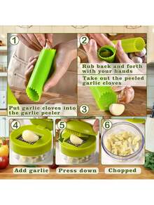 Bộ 2 dụng cụ ép tỏi - Có dụng cụ bóc vỏ, vận hành bằng tay, dễ ép, dễ vệ sinh, thiết kế cầm tay nhỏ gọn, làm bằng nhựa, dụng cụ chế biến tỏi thiết thực và đơn giản cho nhà bếp, thiết kế tay cầm tiện dụng, chức năng kép ép và băm tỏi, tiết kiệm thời gian chuẩn bị, phù hợp cho nấu ăn/làm bánh/gia vị tại nhà và các trường hợp ép tỏi khác trong nhà bếp. - Nhiều màu - Xem 2
