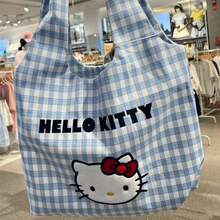 Túi đeo vai hoạt hình đa năng, túi vải canvas kẻ caro KT Cat, cặp sách học sinh, túi tote - /Hangyodon - Xem 10