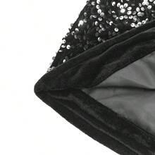 Party Essential: Sequin A-Line Cut Black Shorts - Black - View 7