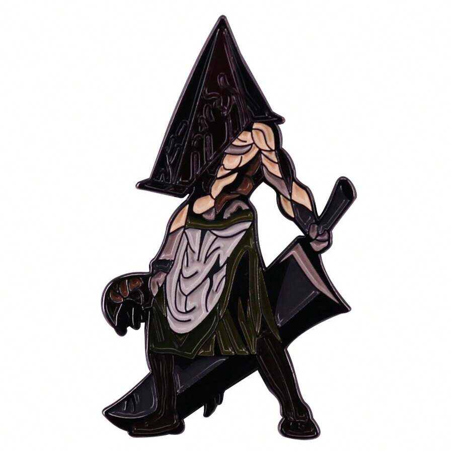 Horror Game Silent Hill Pyramid Head Pin Badge Backpack Decoration Metal Accessory - Black E-9-1-0 - View 1