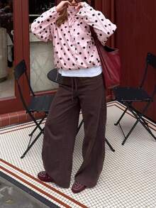 Seelio 波点夹克，时尚百搭，适合春秋假期穿着 - 粉紅色波點 - 查看 3