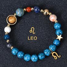 1件装八大行星及十二星座手链，天然石太阳系手链，天秤座/处女座/狮子座吊坠手链，金色，情人节情侣珠宝礼物 - 寶藍色 - 查看 9