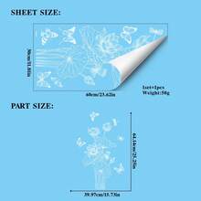 1pc White Floral & Butterfly Window Sticker, Double-Sided Transparent Static Cling Glass Decal, Suitable For Bedroom, Living Room And Corridor Display - Flowers - View 12