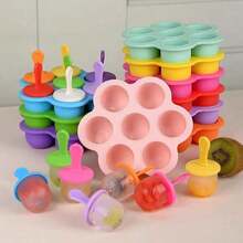 1/2 Set 7-Cavity Tray, DIY Mold, Multipurpose Ice Pop And Ice Lolly Mold, Colorful Ice Pop Mold For Summer - Multicolor - View 2