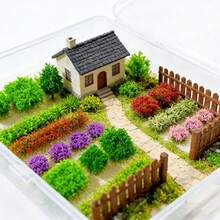 Miniature Static Grass Tufts & Flower Clumps Set For Model Train Diorama, 15x15cm (5.91x5.91in) Artificial Lawn + 1 Box Assorted Color Flower Bushes Kit For Wargaming Terrain, Micro Landscape, Dollhouse Garden, DIY Craft Scenery Building Supplies - Multicolor - View 9