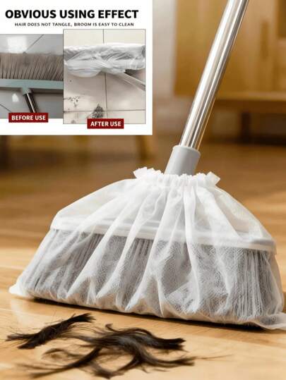 100 piezas Fundas desechables para escobas, Fundas antipolvo para escobas, Mangas antipolvo para escobas, Tapas antipolvo para escobas, Gorros desechables de malla no tejida para escobas, Fundas antipolvo, Mangas antipolvo, Adecuado para limpieza de pisos y eliminación de pelo de mascotas, Accesorios para aspiradora, Limpieza de grietas y limpieza del polvo, Ideal para limpieza y limpieza del polvo diarios