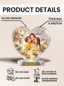 Mother's Day Gift Acrylic Plaque With Floral Design, Customizable With Family Name And "Forever Connected", Personalized Desktop Decor, 2D Flat Home Decoration Sign - As Shown - View 13