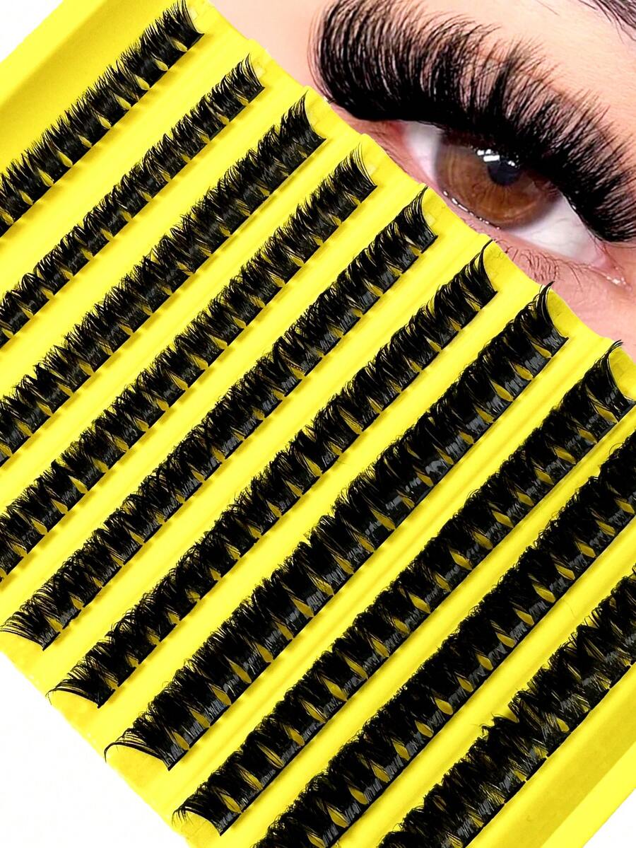 200片D型卷翘DIY簇状假睫毛，80D簇状假睫毛，0.07mm D型卷翘度，8-16mm混合自然睫毛延长，超浓密纤长簇状假睫毛，卷翘单根睫毛，纤长纤长睫毛，卡通效果纤长睫毛，适合新手在家使用，200片超浓密假睫毛，200片大容量 - D - 查看 1