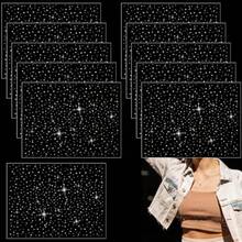 OLKK 12 Sheet Iron-On  Shee Crystal Traners Glitter Hotfix  Decals Hot  Patches For Clothing Craft DIY Decor Classic Style - White - 查看 7