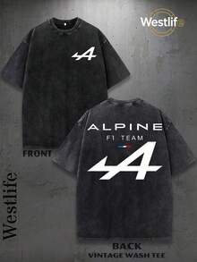 1PC Y2K Men's Vintage Graphic Tee | Summer Men's Street Style Retro Print T-Shirt | Alpine F1 Team Logo Print | Niche Fashion Men's Clothing Y2k Clothing | Unisex - 黑色 - 查看 1