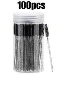 100pcs Disposable Mascara Wands, Professional Eye Makeup - Pink & Black Nylon Bristles, Slim Handle Lash & Brow Brush, For Eyelash Extensions, Lash Extension Tools, Mascara Wand Replacement Brushes, Fashionable Design, Durable Structure - Black - View 15