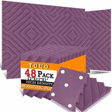 Tấm xốp tiêu âm TOUO 6-48 miếng, mật độ cao, dạng rãnh kim cương, dùng cho phòng thu âm. - Rãnh kim cương - Xem 57