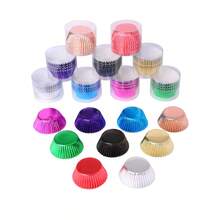 LIFETALK 100 piezas Tazas de papel para cupcakes de boda, forros de cupcakes de metal de aluminio, estuches de papel de aluminio para magdalenas y muffins, tazas para hornear - Ver 3