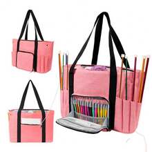 1pc Woven Tool Storage Bag, Knitting Needle & Crochet Hook Storage Tote, Yarn Storage Bag, Sewing Tools & Supplies Organizer, Suitable For Unfinished DIY Project Storage - Storage Bag - View 4