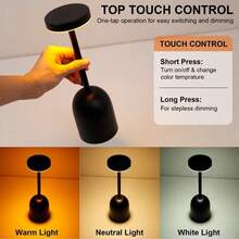 1pc LED Desk Lamp, Portable 1200mAh Rechargeable Lighting, Touch Control Outdoor Lighting Suitable For Dining Room, Patio, Bedroom And Outdoor Use, 3 Adjustable Light Colors - Orange - Multicolor - View 5