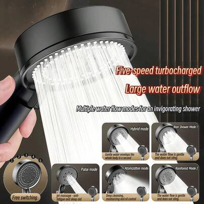 5 einstellbare Sprühmodi Duschkopf mit drehbarer Einstellung, Hochdruck Wassersparende Handbrause, 5 Duschköpfe für das Badezimmer