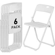 Plastic Folding Chairs 6 Pack, Lightweight Foldable Chair With 350lbs Capacity, Metal Frame Easy To Fold & Store, Commercial Chairs For Parties Events Wedding Office Dinning,White - 白色 - 查看 8