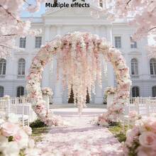 Vite artificiale di fiori di ciliegio rosa, ghirlanda di fiori di glicine finti, adatta per arco da matrimonio, San Valentino, decorazione parete domestica, decorazione tavolo da festa e sfondo da giardino - Multicolore - Visualizzare 2