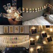 1pc 3.28ft 10led/9.84ft 20led Light Battery Powered Decorative Light String Peg String Lights(Battery Not Included),Perfact For Indoor Decor/Holiday/Birthday/Party/Room Decor - Multicolor - View 6