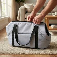1pc Fashionable Solid Color Pet Carrier Bag, Shoulder Strap Portable Pet Tote - For Daily Outings And Travel - Light Grey - View 5