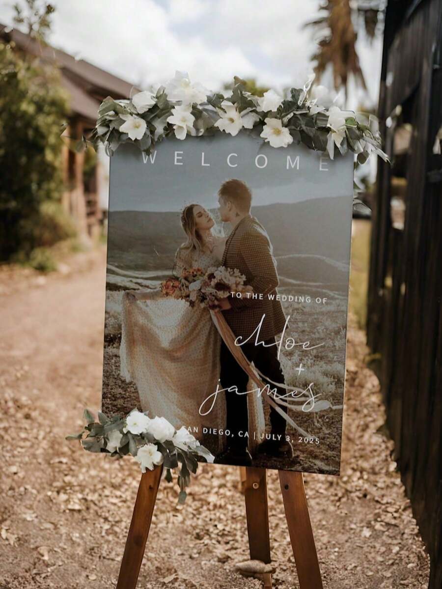 Elegant Wedding Welcome Sign Template, Wedding Welcome Sign, Wedding Photo Collage, Modern Welcome Sign, Printable Wedding Reception Poster - Multicolor - View 1