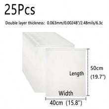 25 túi đựng quần áo chắc chắn, có thể đóng mở lại, túi nhựa dày 2.48mil dùng để vận chuyển, đóng gói quần áo, đi công tác, túi EVA mờ trong suốt có khóa kéo, túi đựng quần áo màu trắng bán trong suốt, vật dụng sắp xếp đồ dùng du lịch thiết yếu, bao bì quần áo theo mùa, túi đựng giày du lịch xách tay, túi đựng đồ tiết kiệm không gian và chống bụi. - Xem 14