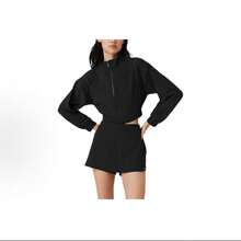 Alo Yoga Clubhouse Jacket - Premium Lightweight Performance Outerwear | Viral 2026 Women's Luxury Athleisure | Chic Cropped Full-Zip Track Jacket | Comfortable Daily Commuter & Sportswear | Authentic Designer Yoga Lifestyle Apparel - Black - View 1