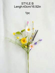 1/3 bông hoa giả dùng cho mùa hè, hoa hồng giả màu hồng, trắng, vàng, cúc đỏ, hoa lưu ly, oải hương, cành quả mọng cứng cáp dài 17 inch, cành hoa xoắn thủ công, trang trí DIY, trang trí mùa xuân/hè, trang trí đám cưới, cắm hoa trong bình, để bàn. - Nhiều màu - Xem 13