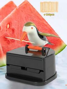 1 set Boîte à cure-dents (100 cure-dents) | Distributeur de cure-dents oiseau mignon | Porte-cure-dents en plastique à pression automatique | Sans alimentation électrique | Décoration amusante pour la cuisine et la maison | Cadeau original, parents et fête | Design de pic-vert portable - Multicolore - Voir 9