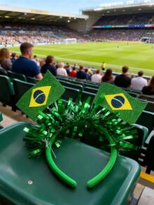 1个2026年世界杯足球迷头箍，带国旗装饰发圈，闪亮运动日精神配饰，适合运动派对，为2026年世界杯加油助威 - 彩色 - 查看 3