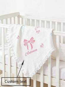 1pc Customized Baby White Lace Blanket, Personalized With Baby's Name, Birthday, Or Special Occasion, Children's Throw Blanket, Birthday Gift - White - View 2