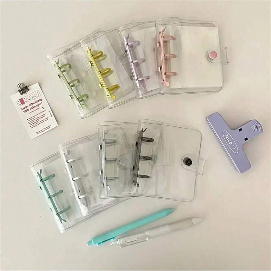 1本 A8 便攜式三環活頁本,可拆卸,可用作卡片收藏相簿、貼紙本、集郵本、海報收藏相簿、名片收納相簿、相簿,內含10頁,偶像粉絲手帳必備,送禮佳選 - A8 - 查看 1