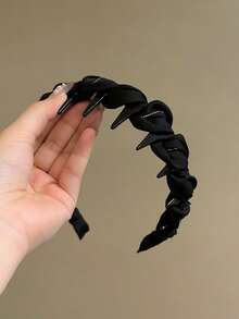 1pc Luxury Pleated Rhinestone Wrapped Headband, Women's Elegant Crown Top Hair Hoop, Suitable For Going Out Or Washing Face - Multicolor - View 3