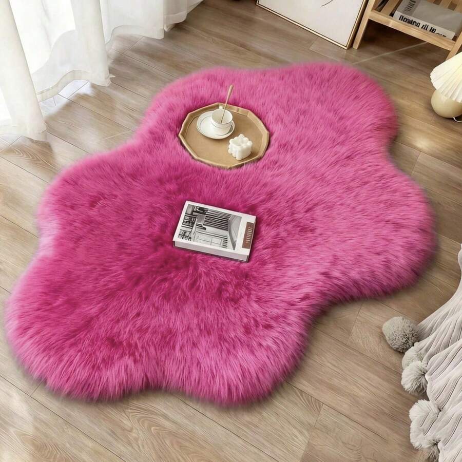 1 pieza Alfombra blanca de piel sintética exclusiva, alfombra de pelo largo, alfombra esponjosa, alfombra decorativa, alfombra de decoración para niñas, alfombra para dormitorio, alfombra para baño, alfombra mullida, alfombra peluda, alfombra de otoño/invierno, alfombra gruesa/esponjosa - Blanco - Ver 1