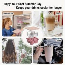 4pcs Reusable Silicone Ice Cube Tray Mold With Lid, Fits 20oz, 30oz, 40oz Insulated Tumblers, Compatible With Stanley Back To School Series - Multicolor - View 9