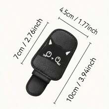 1pc Cute Cat Shaped Magnetic Sunshade Clip, Multi-Functional Card Holder, Durable Faux Leather Car Interior Decor, Interesting Design, Sturdy And Durable - Car Glasses Clip - View 2