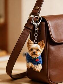 2D平面可爱约克夏梗犬图案毛衣2D亚克力钥匙扣，美观钥匙圈钱包手提包装饰礼物，送给爱狗人士的理想之选。新颖的亚克力设计钥匙扣装饰，适用于汽车钥匙扣、手机钥匙扣、背包和钱包钥匙扣装饰——可用作生日礼物、宠物爱好者钥匙扣、汽车钥匙包挂件、母亲节礼物、返校礼物。 - 彩色 - 查看 7