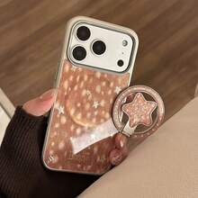 GUCADI Silver-Edged Magnetic Gold-Plated Deer Pattern Star + Deer Star Magnetic Stand Gold-Plated Star Phone Case, Suitable Compatible With Apple 17pm, 15 Magnetic Stand, 16 Gold-Plated Star, 14 Personalized, 13 Hard Shell, Unique, Creative, Retro Style, Geometric, Minimalist Style, Niche, Luxury Style, Ins Style. - Multicolor - View 6