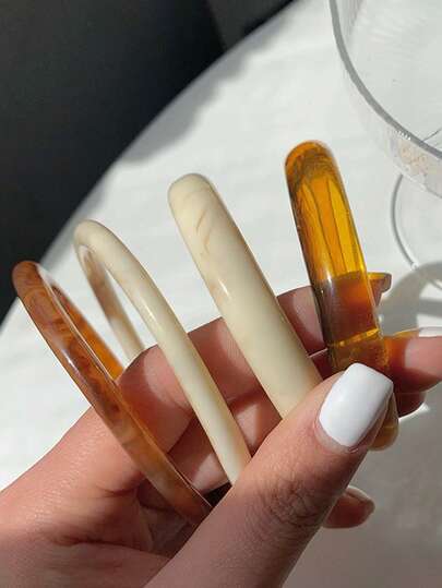 4pcs/Set Fashion Stackable Bangle Bracelets, Resin Multi-Color Bracelets, Elegant Stylish Bracelets, Mother's Day Gift