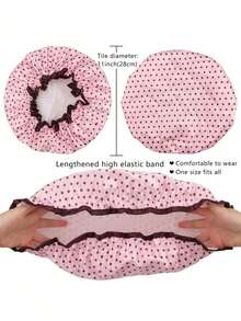 1pc Shower Cap For Women, Elastic And Reusable, Hair Bath Caps, Double Waterproof Layers Bathing Hat - Multicolor - View 4