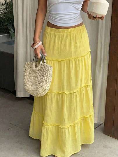 Gonna estiva da donna Look Polly, gonna gialla aderente adatta per vacanze, appuntamenti, pendolarismo